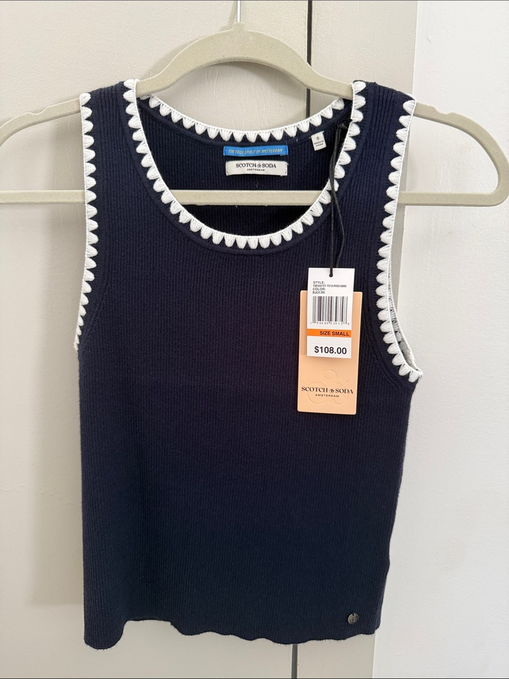 Scotch & Soda Navy Tank Top with White Trim
